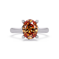 1.8 CTW Oval Diamond-Accent Colorstone Solitaire Ring with Champagne Topaz center in 14K White Gold – Lunéa Paris