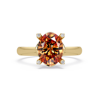 1.8 CTW Oval Diamond-Accent Colorstone Solitaire Ring with Champagne Topaz center in 14K Yellow Gold – Lunéa Paris