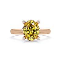 1.8 CTW Oval Diamond-Accent Colorstone Solitaire Ring with Citrine Yellow center in 14K Rose Gold – Lunéa Paris