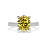 1.8 CTW Oval Diamond-Accent Colorstone Solitaire Ring with Citrine Yellow center in 14K White Gold – Lunéa Paris