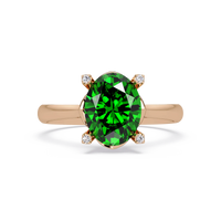 1.8 CTW Oval Diamond-Accent Colorstone Solitaire Ring with Emerald Green center in 14K Rose Gold – Lunéa Paris