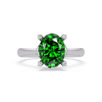 1.8 CTW Oval Diamond-Accent Colorstone Solitaire Ring with Emerald Green center in 14K White Gold – Lunéa Paris