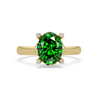1.8 CTW Oval Diamond-Accent Colorstone Solitaire Ring with Emerald Green center in 14K Yellow Gold – Lunéa Paris
