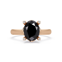 1.8 CTW Oval Diamond-Accent Colorstone Solitaire Ring with Onyx center in 14K Rose Gold – Lunéa Paris