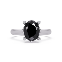 1.8 CTW Oval Diamond-Accent Colorstone Solitaire Ring with Onyx center in 14K White Gold – Lunéa Paris