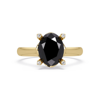1.8 CTW Oval Diamond-Accent Colorstone Solitaire Ring with Onyx center in 14K Yellow Gold – Lunéa Paris