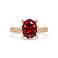 1.8 CTW Oval Diamond-Accent Colorstone Solitaire Ring with Ruby Red center in 14K Rose Gold – Lunéa Paris