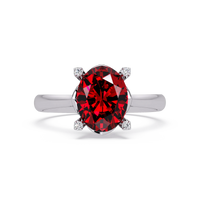 1.8 CTW Oval Diamond-Accent Colorstone Solitaire Ring with Ruby Red center in 14K White Gold – Lunéa Paris