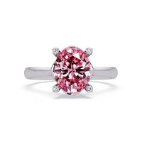 1.8 CTW Oval Diamond-Accent Colorstone Solitaire Ring with Tourmaline Pink center in 14K White Gold – Lunéa Paris