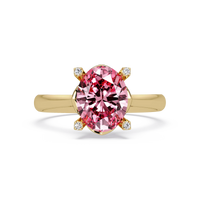 1.8 CTW Oval Diamond-Accent Colorstone Solitaire Ring with Tourmaline Pink center in 14K Yellow Gold – Lunéa Paris