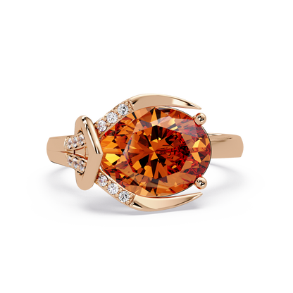2.5 CTW Oval Swirl Pavé Colorstone Ring with Champagne Topaz center in 14K Rose Gold – Lunéa Paris