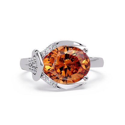 2.5 CTW Oval Swirl Pavé Colorstone Ring with Champagne Topaz center in 14K White Gold – Lunéa Paris