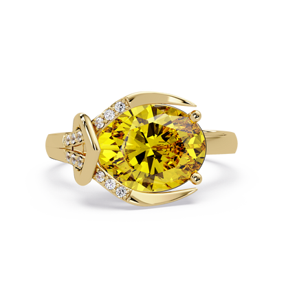 2.5 CTW Oval Swirl Pavé Colorstone Ring with Citrine Yellow center in 14K Yellow Gold – Lunéa Paris