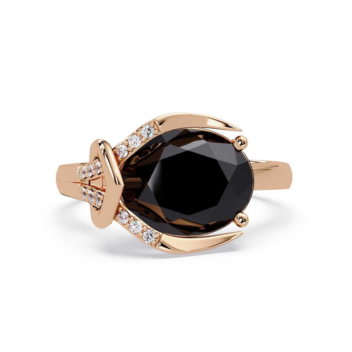 2.5 CTW Oval Swirl Pavé Colorstone Ring with Onyx center in 14K Rose Gold – Lunéa Paris