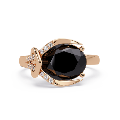 2.5 CTW Oval Swirl Pavé Colorstone Ring with Onyx center in 14K Rose Gold – Lunéa Paris