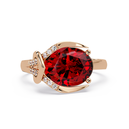 2.5 CTW Oval Swirl Pavé Colorstone Ring with Ruby Red center in 14K Rose Gold – Lunéa Paris