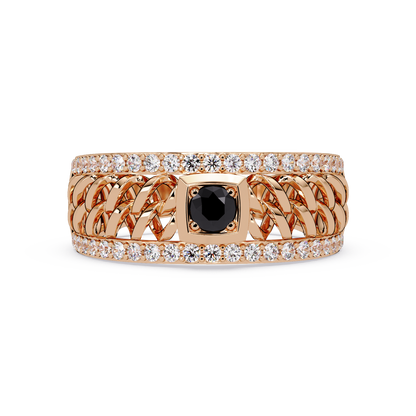 0.5 CTW Woven Men’s Colorstone Ring with Onyx in Rose Gold – Lunéa Paris