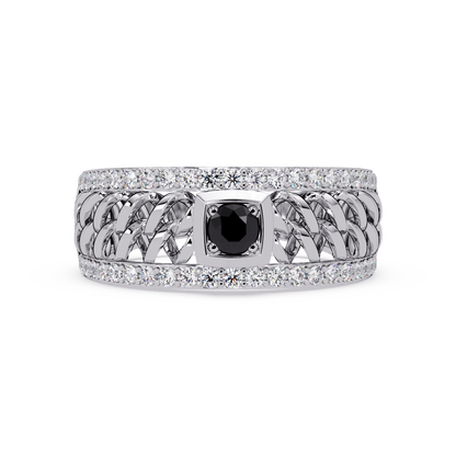 0.5 CTW Woven Men’s Colorstone Ring with Onyx in White Gold – Lunéa Paris