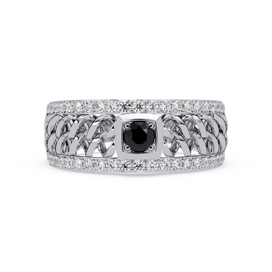 0.5 CTW Woven Men’s Colorstone Ring with Onyx in White Gold – Lunéa Paris