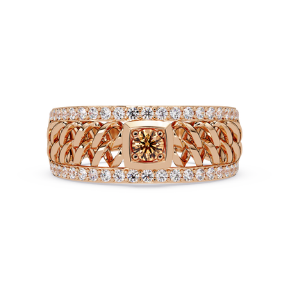 0.5 CTW Woven Men’s Colorstone Ring with Champagne Topaz in Rose Gold – Lunéa Paris
