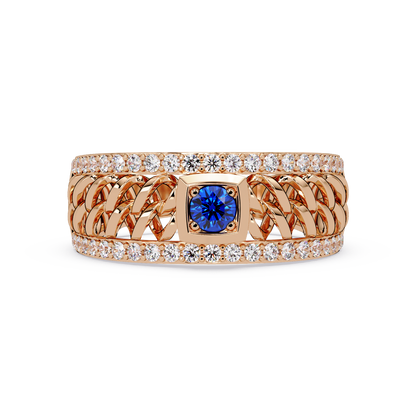 0.5 CTW Woven Men’s Colorstone Ring with Sapphire Blue in Rose Gold – Lunéa Paris