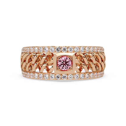 0.5 CTW Woven Men’s Colorstone Ring with Tourmaline Pink in Rose Gold – Lunéa Paris