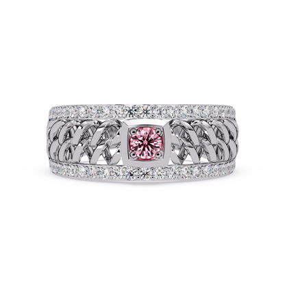 0.5 CTW Woven Men’s Colorstone Ring with Tourmaline Pink in White Gold – Lunéa Paris