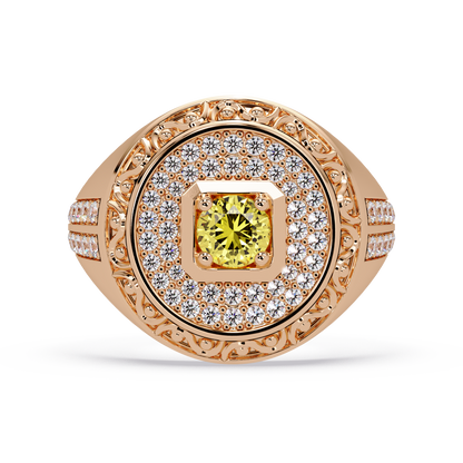 0.8 CTW Signet Men’s Colorstone Ring with Citrine Yellow in Rose Gold – Lunéa Paris