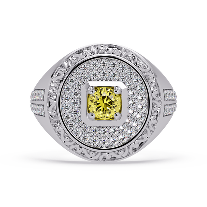 0.8 CTW Signet Men’s Colorstone Ring with Citrine Yellow in White Gold – Lunéa Paris