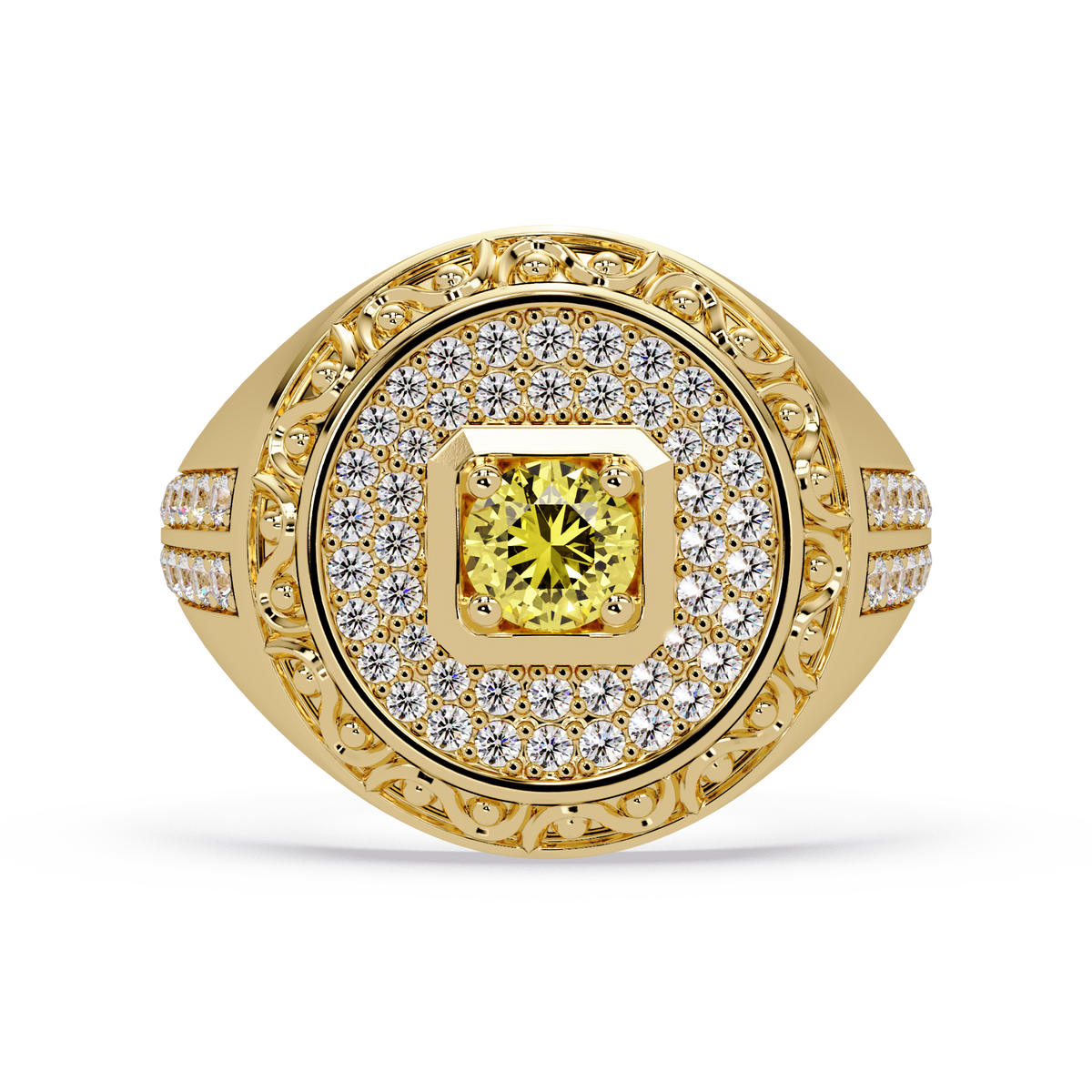 0.8 CTW Signet Men’s Colorstone Ring with Citrine Yellow in Yellow Gold – Lunéa Paris