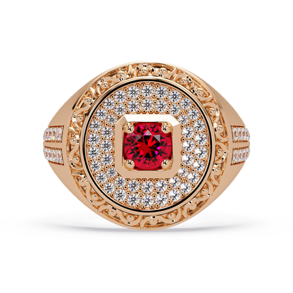 0.8 CTW Signet Men’s Colorstone Ring with Ruby Red in Rose Gold – Lunéa Paris