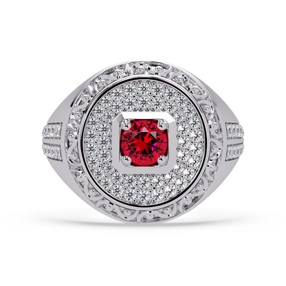 0.8 CTW Signet Men’s Colorstone Ring with Ruby Red in White Gold – Lunéa Paris