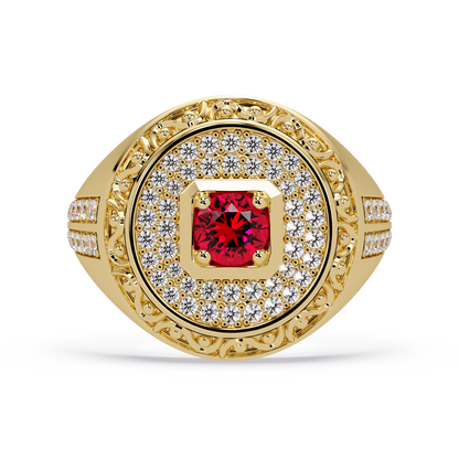 0.8 CTW Signet Men’s Colorstone Ring with Ruby Red in Yellow Gold – Lunéa Paris