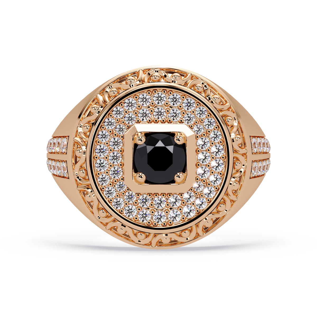 0.8 CTW Signet Men’s Colorstone Ring with Onyx in Rose Gold – Lunéa Paris