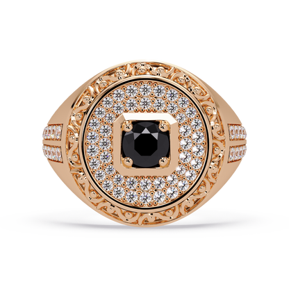 0.8 CTW Signet Men’s Colorstone Ring with Onyx in Rose Gold – Lunéa Paris