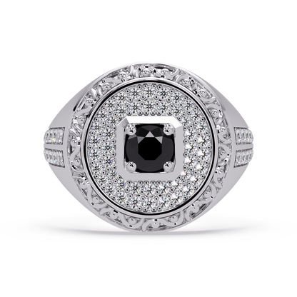 0.8 CTW Signet Men’s Colorstone Ring with Onyx in White Gold – Lunéa Paris