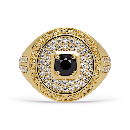 0.8 CTW Signet Men’s Colorstone Ring with Onyx in Yellow Gold – Lunéa Paris