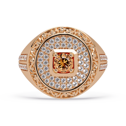 0.8 CTW Signet Men’s Colorstone Ring with Champagne Topaz in Rose Gold – Lunéa Paris