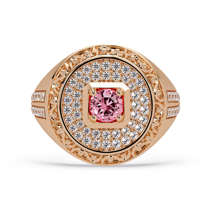 0.8 CTW Signet Men’s Colorstone Ring with Tourmaline Pink in Rose Gold – Lunéa Paris