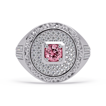 0.8 CTW Signet Men’s Colorstone Ring with Tourmaline Pink in White Gold – Lunéa Paris