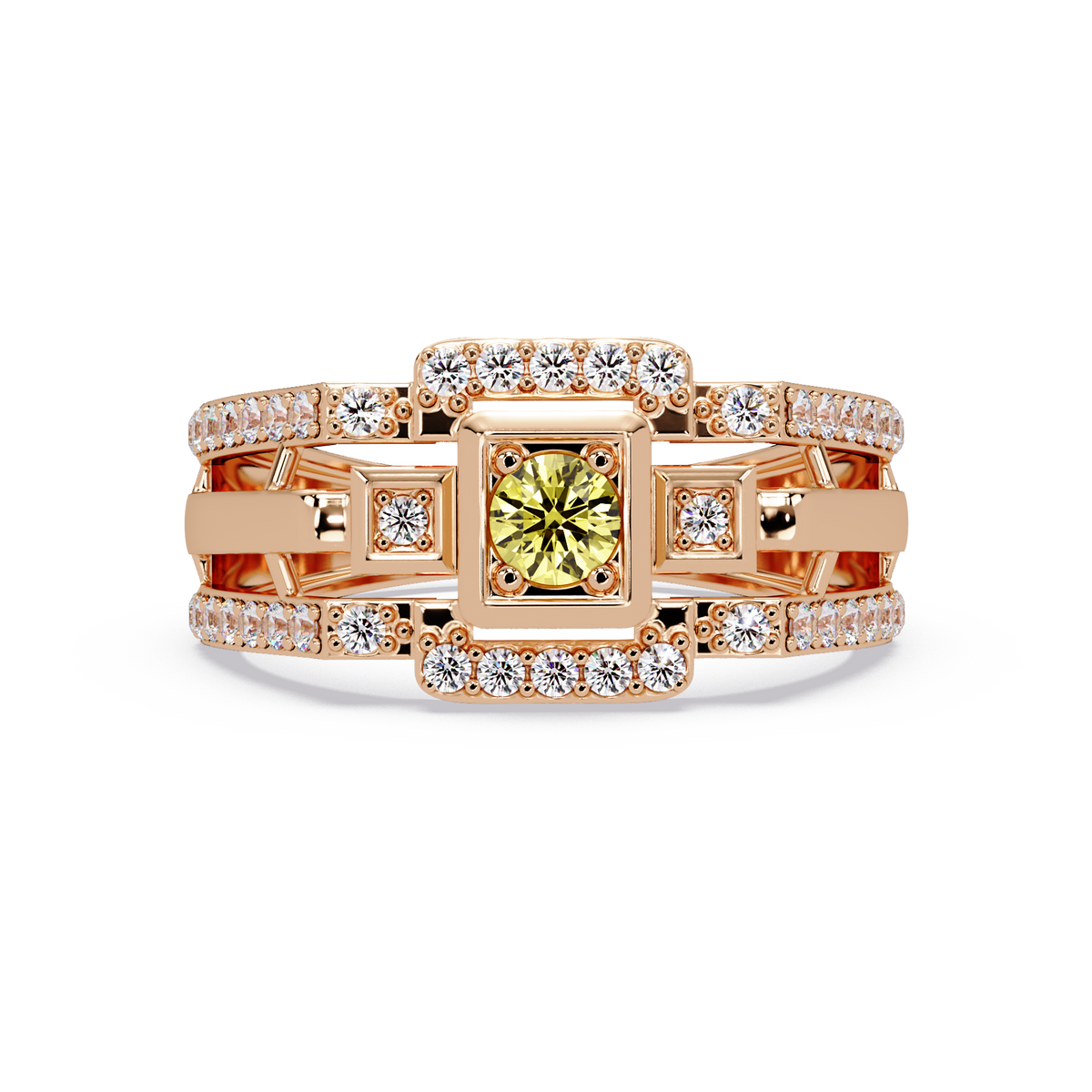 0.5 CTW Geometric Men’s Colorstone Ring with Citrine Yellow in Rose Gold – Lunéa Paris
