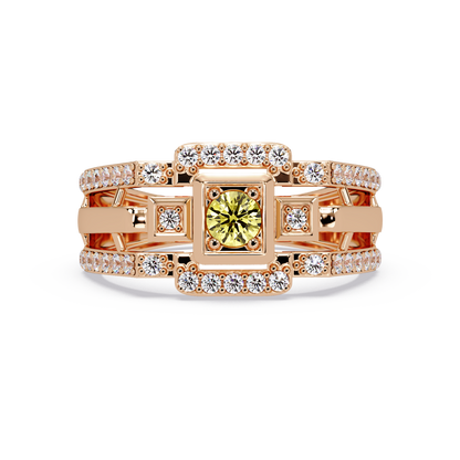 0.5 CTW Geometric Men’s Colorstone Ring with Citrine Yellow in Rose Gold – Lunéa Paris