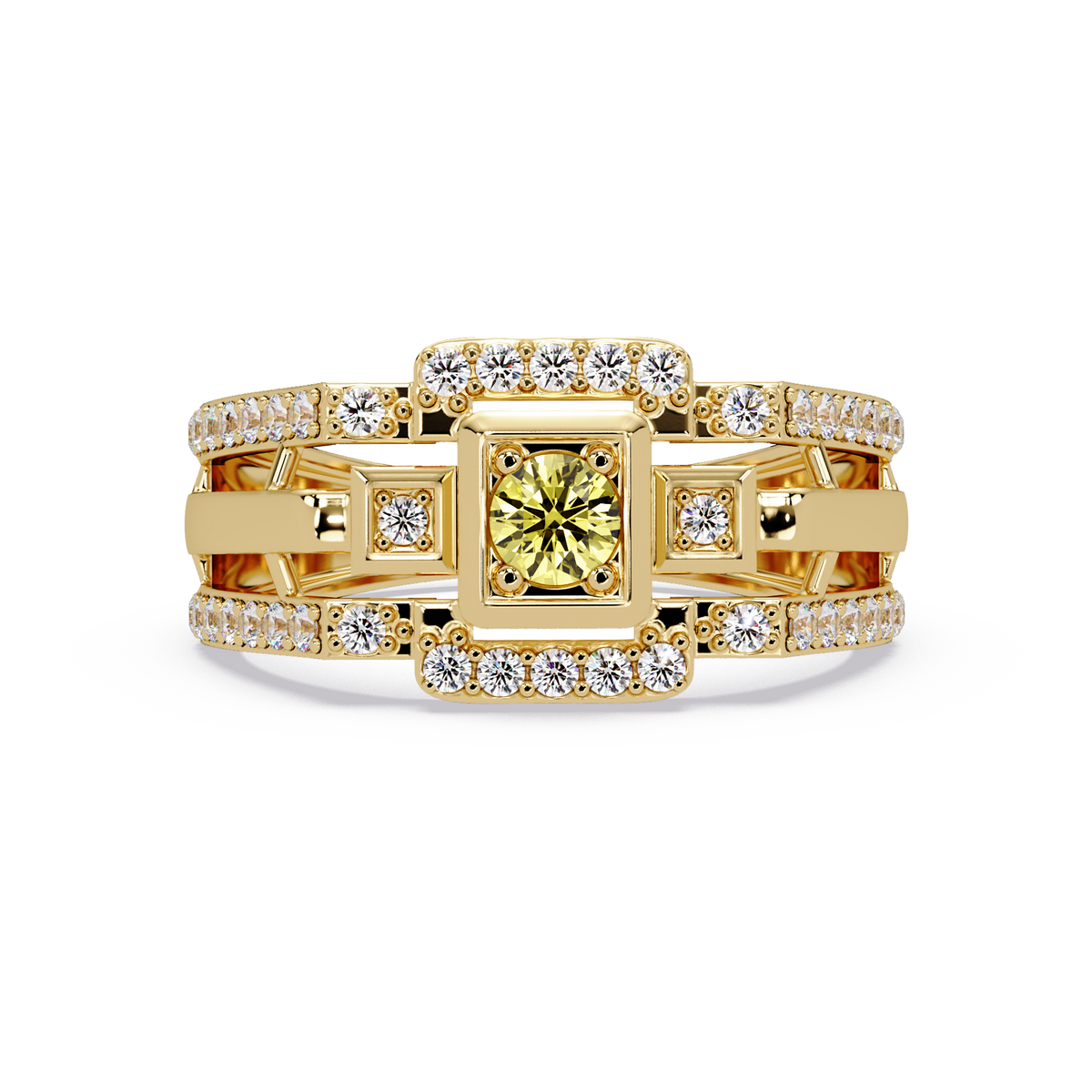 0.5 CTW Geometric Men’s Colorstone Ring with Citrine Yellow in Yellow Gold – Lunéa Paris