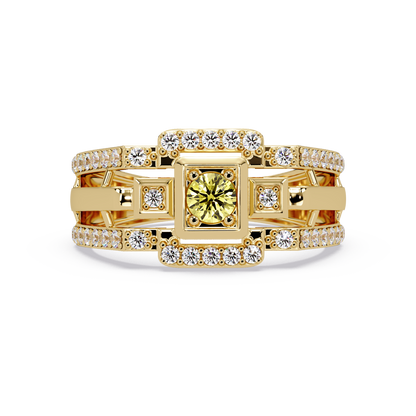 0.5 CTW Geometric Men’s Colorstone Ring with Citrine Yellow in Yellow Gold – Lunéa Paris