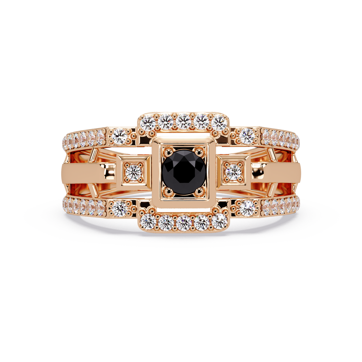 0.5 CTW Geometric Men’s Colorstone Ring with Onyx in Rose Gold – Lunéa Paris