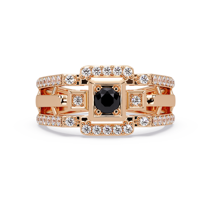 0.5 CTW Geometric Men’s Colorstone Ring with Onyx in Rose Gold – Lunéa Paris