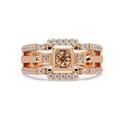 0.5 CTW Geometric Men’s Colorstone Ring with Champagne Topaz in Rose Gold – Lunéa Paris