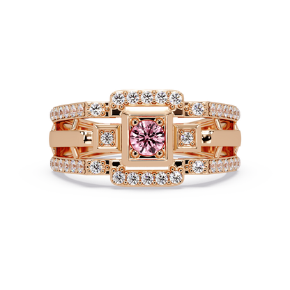 0.5 CTW Geometric Men’s Colorstone Ring with Tourmaline Pink in Rose Gold – Lunéa Paris