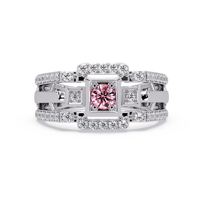 0.5 CTW Geometric Men’s Colorstone Ring with Tourmaline Pink in White Gold – Lunéa Paris