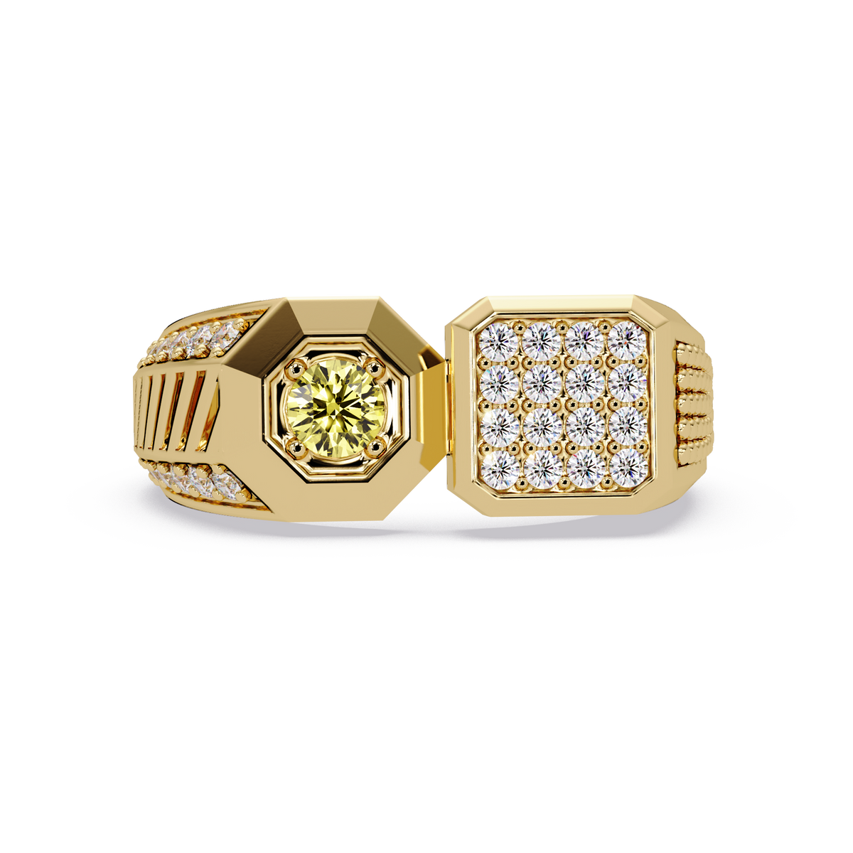 0.4 CTW Split-Panel Men’s Colorstone Ring with Citrine Yellow in Yellow Gold – Lunéa Paris